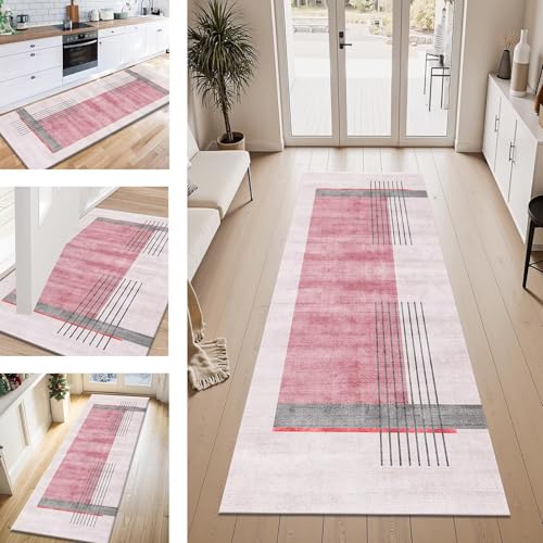 ZESEWU Teppich Läufer Flur Küche rutschfest Rosa Grau Teppichläufer Kücheläufer Waschbar 80X300CM Meterware Küchenteppich Flurteppich für Wohnraum Schlafzimmer Kinderzimmer Schmutzfangläufer ZESEWU Teppich Läufer Flur Küche rutschfest Rosa Grau Teppichläufer Kücheläufer Waschbar 80X300CM Meterware Küchenteppich Flurteppich für Wohnraum Schlafzimmer Kinderzimmer Schmutzfangläufer von ZESEWU