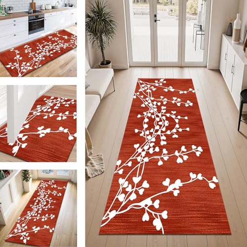 ZESEWU Teppich Läufer Flur Küche rutschfest Rot Orange Vintage Teppichläufer Kücheläufer Waschbar 60X90CM Meterware Küchenteppich Flurteppich für Wohnraum Schlafzimmer Kinderzimmer Schmutzfangläufer ZESEWU Teppich Läufer Flur Küche rutschfest Rot Orange Vintage Teppichläufer Kücheläufer Waschbar 60X90CM Meterware Küchenteppich Flurteppich für Wohnraum Schlafzimmer Kinderzimmer Schmutzfangläufer von ZESEWU