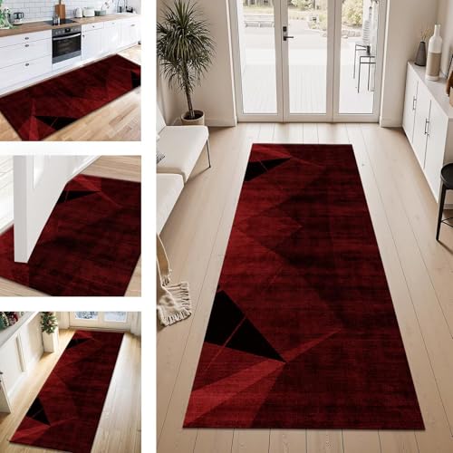 ZESEWU Teppich Läufer Flur Küche rutschfest Rot Schwarz Teppichläufer Kücheläufer Waschbar 50X200CM Meterware Küchenteppich Flurteppich für Wohnraum Schlafzimmer Kinderzimmer Schmutzfangläufer ZESEWU Teppich Läufer Flur Küche rutschfest Rot Schwarz Teppichläufer Kücheläufer Waschbar 50X200CM Meterware Küchenteppich Flurteppich für Wohnraum Schlafzimmer Kinderzimmer Schmutzfangläufer von ZESEWU