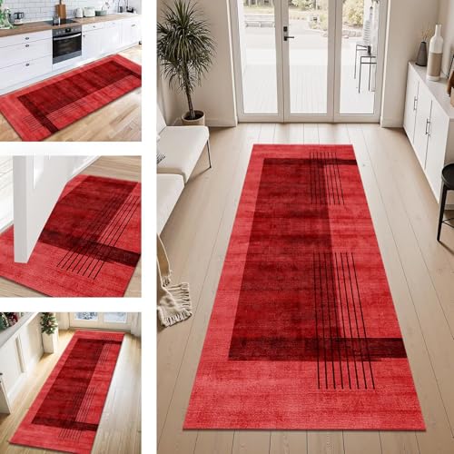 ZESEWU Teppich Läufer Flur Küche rutschfest Rot Teppichläufer Kücheläufer Waschbar 120X300CM Meterware Küchenteppich Flurteppich für Wohnraum Schlafzimmer Kinderzimmer Schmutzfangläufer ZESEWU Teppich Läufer Flur Küche rutschfest Rot Teppichläufer Kücheläufer Waschbar 120X300CM Meterware Küchenteppich Flurteppich für Wohnraum Schlafzimmer Kinderzimmer Schmutzfangläufer von ZESEWU