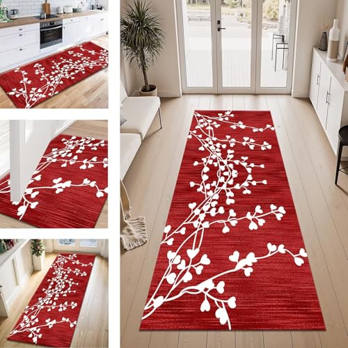 ZESEWU Teppich Läufer Flur Küche rutschfest Rot Weiß Vintage Teppichläufer Kücheläufer Waschbar 50X200CM Meterware Küchenteppich Flurteppich für Wohnraum Schlafzimmer Kinderzimmer Schmutzfangläufer ZESEWU Teppich Läufer Flur Küche rutschfest Rot Weiß Vintage Teppichläufer Kücheläufer Waschbar 50X200CM Meterware Küchenteppich Flurteppich für Wohnraum Schlafzimmer Kinderzimmer Schmutzfangläufer von ZESEWU