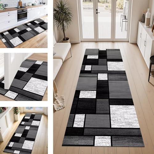 ZESEWU Teppich Läufer Flur Küche rutschfest Schwarz Grau Teppichläufer Kücheläufer Waschbar 60X240CM Meterware Küchenteppich Läuferflurteppich für Wohnraum Schlafzimmer Kinderzimmer Schmutzfangläufer ZESEWU Teppich Läufer Flur Küche rutschfest Schwarz Grau Teppichläufer Kücheläufer Waschbar 60X240CM Meterware Küchenteppich Läuferflurteppich für Wohnraum Schlafzimmer Kinderzimmer Schmutzfangläufer von ZESEWU