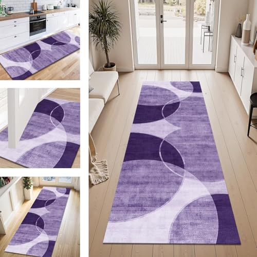 ZESEWU Teppich Läufer Flur Küche rutschfest Violett modern Teppichläufer Kücheläufer Waschbar 40X60CM Meterware Küchenteppich Flurteppich für Wohnraum Schlafzimmer Kinderzimmer Schmutzfangläufer von ZESEWU
