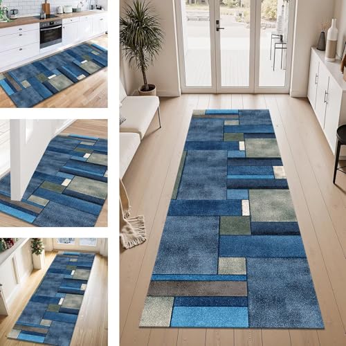 ZESEWU Teppichläufer, Flur, Eingangsbereich, rutschfest, waschbar, langlebig, blau-grün, 70 x 350 cm, Korridorläufer, Teppich, modern für Wohnzimmer, Schlafzimmer, Zuhause, Büro, Fußmatten ZESEWU Teppichläufer, Flur, Eingangsbereich, rutschfest, waschbar, langlebig, blau-grün, 70 x 350 cm, Korridorläufer, Teppich, modern für Wohnzimmer, Schlafzimmer, Zuhause, Büro, Fußmatten von ZESEWU