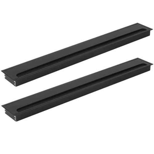 ZESLIV 2 Stücke Kabeldurchführung aus Aluminiumlegierung für Schreibtisch, Kabeldurchlass Rechteckig 80x 600mm mit Bürstendichtung aus Aluminium für Tisch Tischdurchführung von ZESLIV