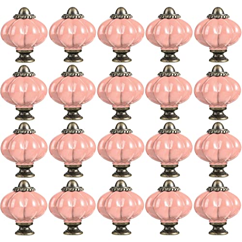 ZESLIV 20 Stk Möbelknöpfe 33mm Rosa Möbelgriffe Kürbis Keramik Schubladenknopf Schrankgriff Möbelknopf Kinderzimmer Möbelknauf von ZESLIV
