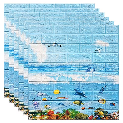 ZESLIV 3D Tapete Verdickte Wandpaneele selbstklebend in steinoptik (6 Stk) 77 x 70cm Ziegel Wandaufkleber für Kinderzimmer Wohnzimmer Schlafzimmer von ZESLIV