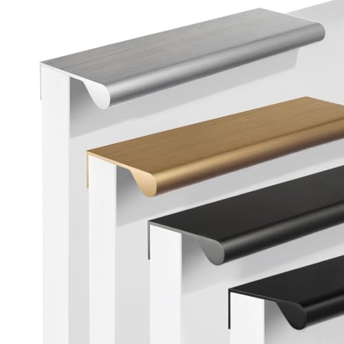ZESLIV 4 Stück Versteckte Möbelgriffe, Unsichtbare Stangengriffe aus Aluminium, Bohrlochabstand 160mm, Gold Küchengriffe Schubladengriff für Kleiderschrank Tür von ZESLIV