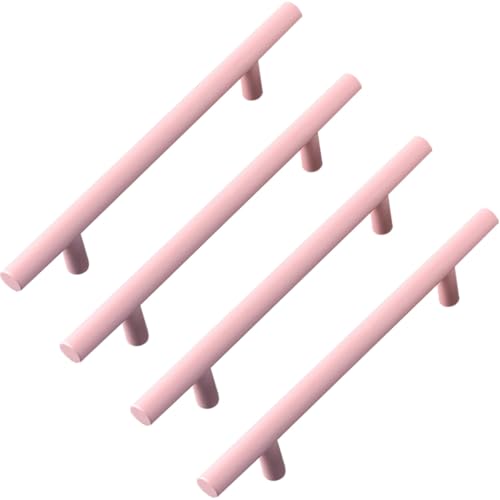 ZESLIV 4 stk T Stangengriff Rosa Möbelgriffe Türgriffe Bohrlochabstand 96mm, Griffe für Kinderzimmer, Küchenschrank, Schublade und Kommode von ZESLIV
