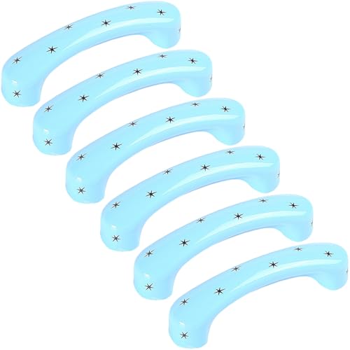 ZESLIV 6 Stück Möbelgriffe aus Keramik, Blau 96mm Bohrlochabstand Bogengriffe, Keramikgriffe Geeignet für Möbel, Kommoden mit Schrauben, Schuhschränke von ZESLIV