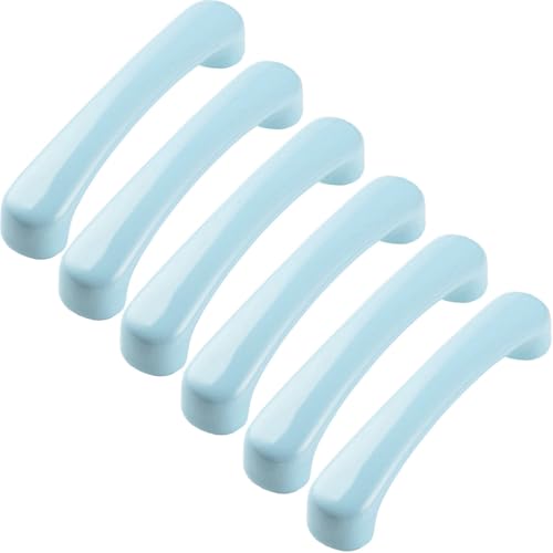 ZESLIV 6 Stück Möbelgriffe aus Keramik, Hellblau 76mm lochabstand Bogengriffe, Keramikgriffe Geeignet für Möbel, Kommoden mit Schrauben, Schuhschränke von ZESLIV