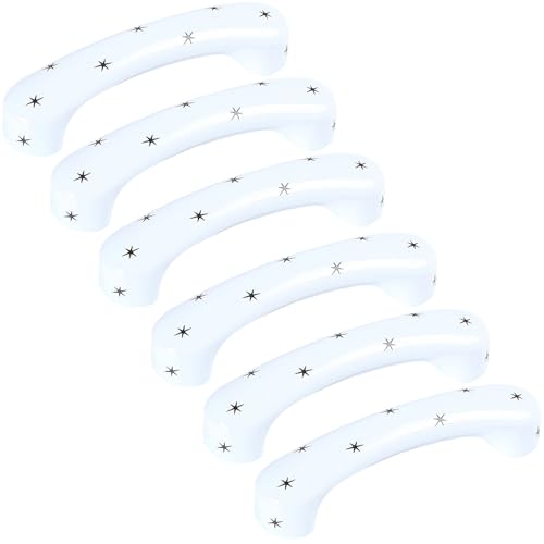 ZESLIV 6 Stück Möbelgriffe aus Keramik, Weiß 76mm Bohrlochabstand Bogengriffe, Keramikgriffe Geeignet für Möbel, Kommoden mit Schrauben, Schuhschränke von ZESLIV