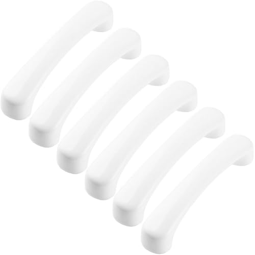 ZESLIV 6 Stück Möbelgriffe aus Keramik, Weiß 76mm lochabstand Bogengriffe, Keramikgriffe Geeignet für Möbel, Kommoden mit Schrauben, Schuhschränke von ZESLIV