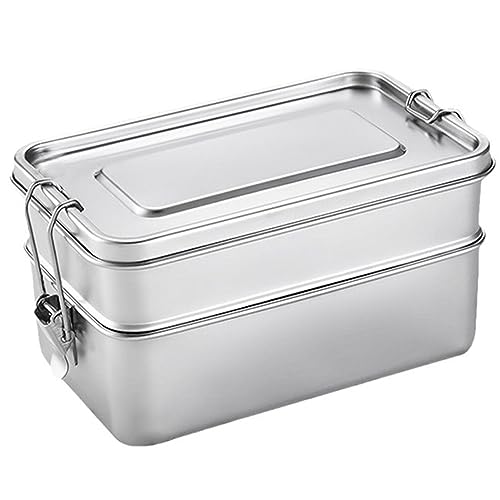 ZESLIV Edelstahl Brotdose Erwachsenen Lebensmittelbehälter Lunchbox Auslaufsicher, 2400ml, Bento Box Jausenbox für Kinder Erwachsene von ZESLIV