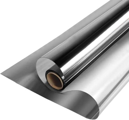 ZESLIV Fensterfolie Spiegelfolie Wärmereflektion Selbstklebend Sonnenschutzfolie Wärmegrad Innen & Auße Kontrolle Anti-UV Privatsphäre Fenstertönung Glatt Fensteraufkleber 50cm*300cm Hellgrau von ZESLIV