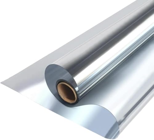 ZESLIV Fensterfolie Spiegelfolie Wärmereflektion Selbstklebend Sonnenschutzfolie Wärmegrad Innen & Auße Kontrolle Anti-UV Privatsphäre Fenstertönung Glatt Fensteraufkleber 60cm*200cm Silber von ZESLIV