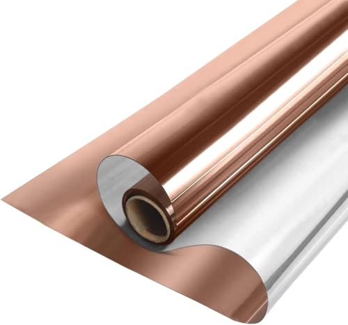 ZESLIV Fensterfolie Spiegelfolie Wärmereflektion Selbstklebend Sonnenschutzfolie Wärmegrad Innen & Auße Kontrolle Anti-UV Privatsphäre Fenstertönung Glatt Fensteraufkleber 70cm*200cm Braun von ZESLIV