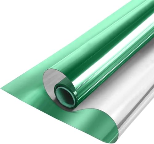 ZESLIV Fensterfolie Spiegelfolie Wärmereflektion Selbstklebend Sonnenschutzfolie Wärmegrad Innen & Auße Kontrolle Anti-UV Privatsphäre Fenstertönung Glatt Fensteraufkleber 70cm*300cm Grün von ZESLIV