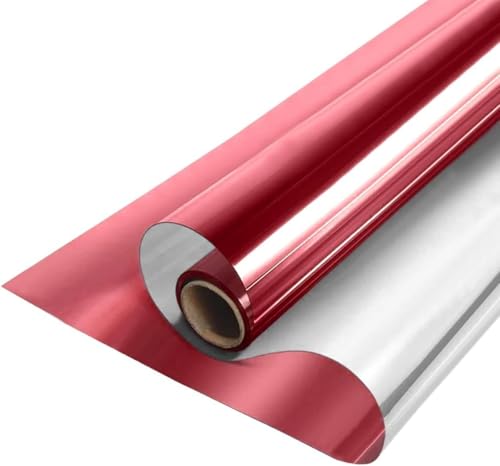 ZESLIV Fensterfolie Spiegelfolie Wärmereflektion Selbstklebend Sonnenschutzfolie Wärmegrad Innen & Auße Kontrolle Anti-UV Privatsphäre Fenstertönung Glatt Fensteraufkleber 70cm*300cm Rot von ZESLIV