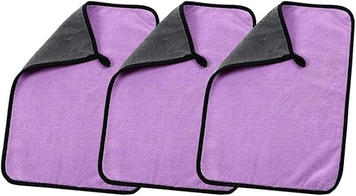 ZESLIV Mikrofasertücher Auto 3er Set, Poliertuch Auto saugstark & weich, 30x30cm 500GSM, Microfasertuch Autopflege, Auto Mikrofaser Trockentuch Poliertücher Lila von ZESLIV