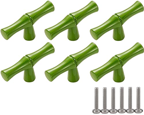 ZESLIV T Stangengriffe in Bambus-Stil (6er Set) Möbelgriffe mit Schrauben Schubladengriffe Türgriffe Türknopf Schrankgriffe von ZESLIV