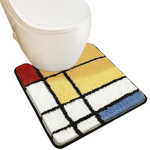ZESLIV WC Vorleger mit Ausschnitt 50 * 55cm rutschfeste Badematte Flauschig Badezimmerteppich Toilettenmatte Badgarnitur Badteppich von ZESLIV