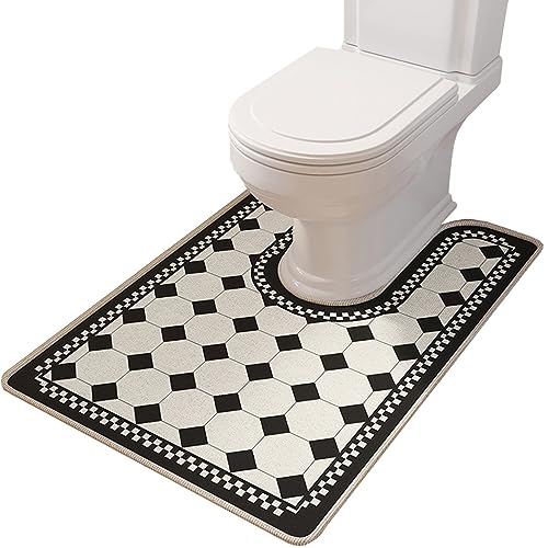 ZESLIV WC Vorleger mit Ausschnitt 50 * 70cm rutschfeste Badematte Badezimmerteppich Toilettenmatte Badgarnitur Badteppich von ZESLIV