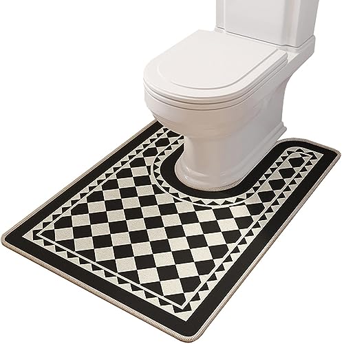 ZESLIV WC Vorleger mit Ausschnitt 50 * 70cm rutschfeste Badematte Badezimmerteppich Toilettenmatte Badgarnitur Badteppich von ZESLIV