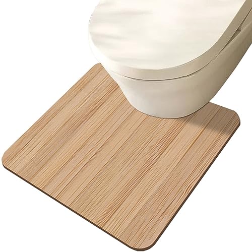 ZESLIV WC Vorleger mit Ausschnitt 60 * 60cm rutschfeste Badematte Holzmaserung Badezimmerteppich Toilettenmatte Badgarnitur Badteppich von ZESLIV