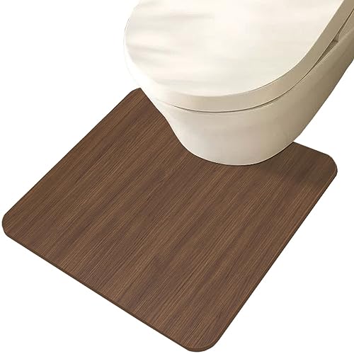 ZESLIV WC Vorleger mit Ausschnitt 60 * 60cm rutschfeste Badematte Holzmaserung Badezimmerteppich Toilettenmatte Badgarnitur Badteppich von ZESLIV