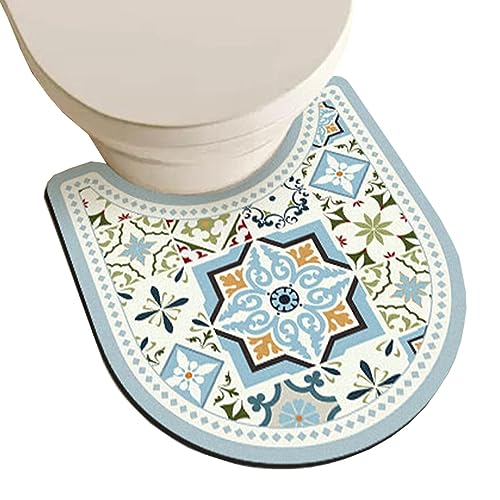 ZESLIV WC Vorleger mit Ausschnitt 60 * 90cm rutschfeste Badematte Saugfähig Badezimmerteppich runde Toilettenmatte Badgarnitur Badteppich von ZESLIV