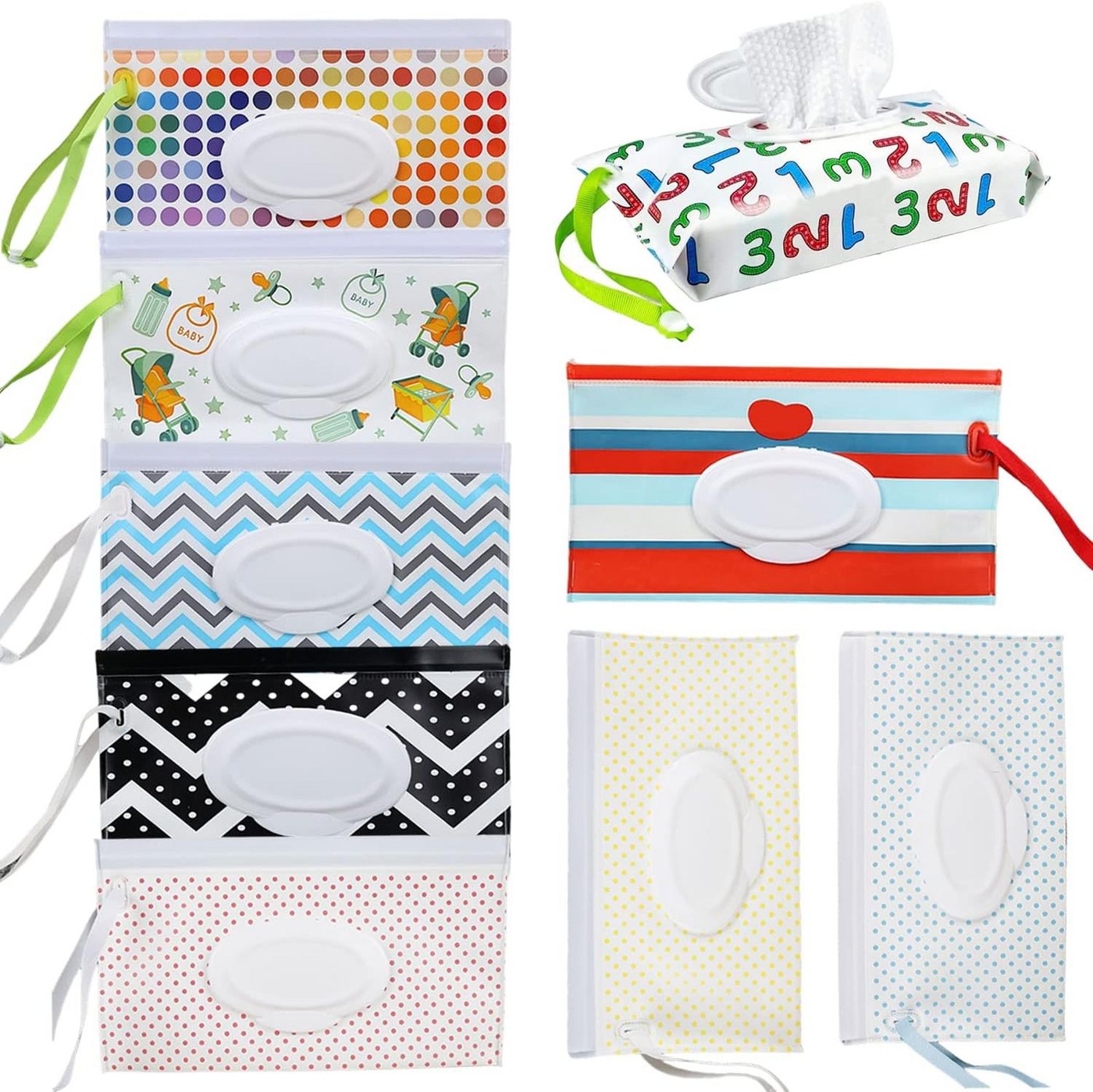 ZEUOPQ Feuchttücherbox 9 Stück Feuchttücher Tasche Tragbarer Baby Feuchttuchspender (Feuchttücher Behälter Reise Feuchttuchspender, 9 St., 9er-Set Wiederverwendbar Feuchttücherbeutel), für Outdoor, Camping, Wandern von ZEUOPQ