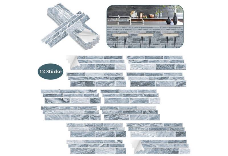 ZEUOPQ Fliesenaufkleber 12-St 3D Fliesenaufkleber selbstklebende Unregelmäßiger Marmor (12-St, 24.6*6cm), Badezimmer Selbstklebende Fliesendekor von ZEUOPQ