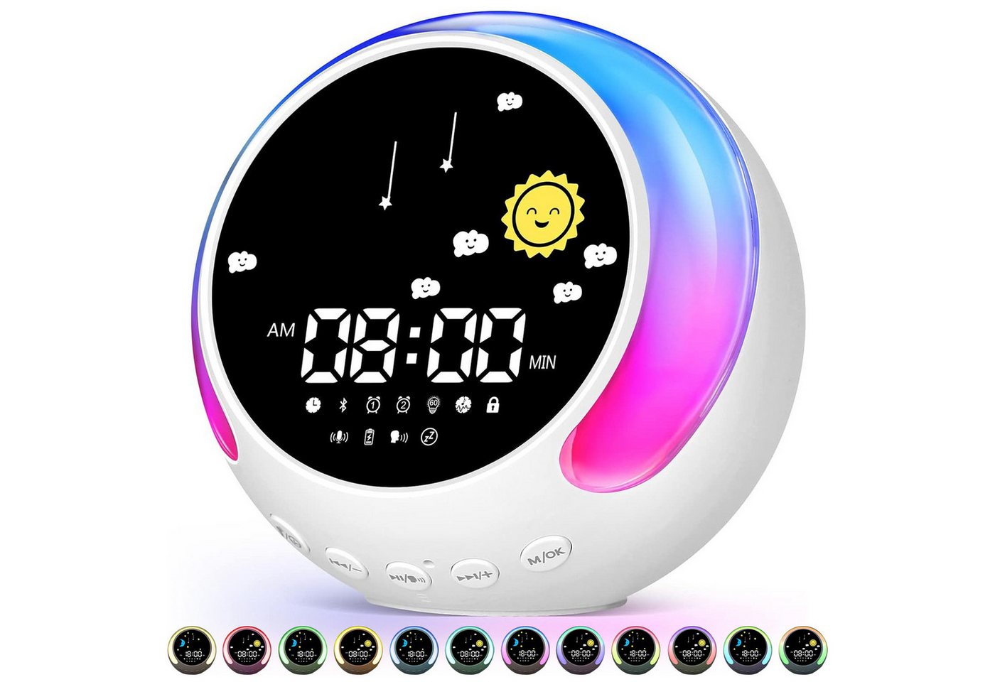 ZEUOPQ Kinderwecker Kinderwecker dimmbarer Wecker mit Touch-Nachtlicht 12 Lichtfarben mit beruhigenden Soundeffekten eingebauter Bluetooth-Lautsprecher ZEUOPQ Kinderwecker Kinderwecker dimmbarer Wecker mit Touch-Nachtlicht 12 Lichtfarben mit beruhigenden Soundeffekten eingebauter Bluetooth-Lautsprecher von ZEUOPQ