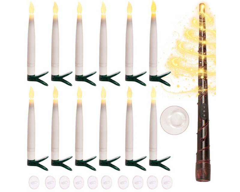 ZEUOPQ LED-Kerze LED-Kerze Flammlose Led Kerzen mit Zauberstab Timerfunktion 12 Stück (Schwimmende Led Kerzen, Batteriebetriebene Kerze mit 3d-flammeneffekt, mit zauberstab-fernbediener und Clips usw), für partys, weihnachten oder hochzeiten von ZEUOPQ
