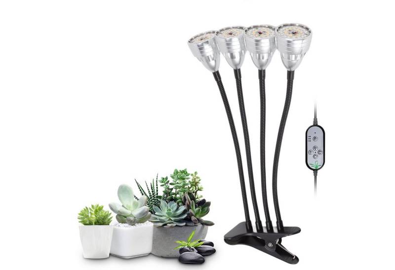 RWEUOQ Pflanzenlampe Pflanzenlampe 4 Köpfe,Clip-on,Timer,USB,mit Rutschfeste Aluminiumbasis, 78 LEDs, 5 Helligkeitsstufen, IP65, Timer, 3 Modi, Clip-Halterung von RWEUOQ