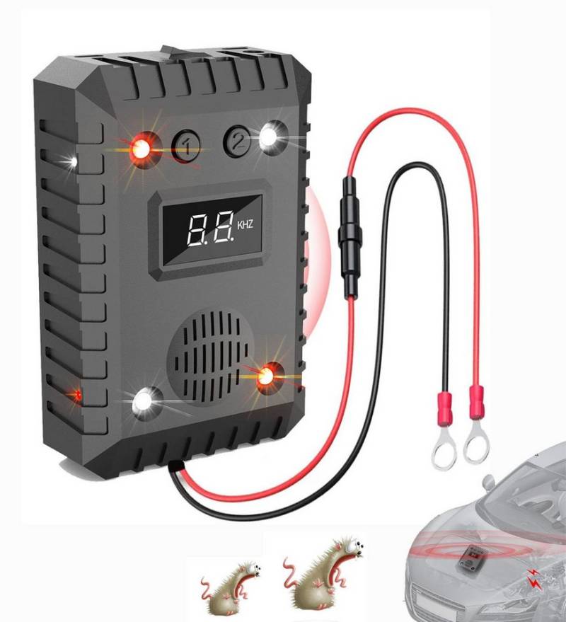 ZEUOPQ Ultraschall-Tierabwehr Ultraschall Schädlingsbekämpfer, Auto-Innenraum 2-in-1 Tiervertreiber, Tiervertreiber mit 8 LED-Blitzlichtern 1-tlg., Mäusevertreiber Hochleistungs-Ultraschallalarm, Vertreiber für Innenräume, Lager, Büro, Aufladen über USB/im Auto von ZEUOPQ
