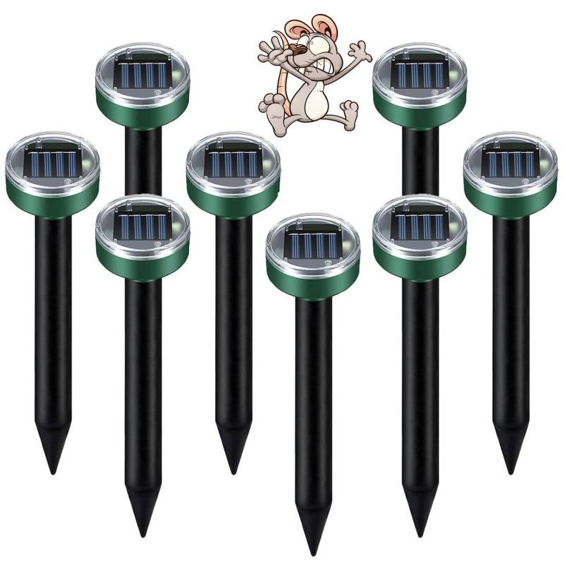 ZEUOPQ Ultraschall-Tierabwehr Ultraschall-Tierabwehr Maulwurf-Vertreiber Ultraschall Wühlmäuse 8 Stk, Solar Maulwurfschreck,Vibrations-Tierabwehr, runde Form Ultraschall Solar IP44 Wasserdicht, 360° tote-Zone frei abweisend,12 Meter Reichweite von ZEUOPQ