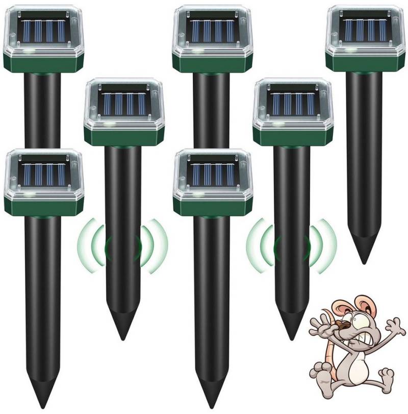 ZEUOPQ Ultraschall-Tierabwehr Ultraschall-Tierabwehr Maulwurf-Vertreiber Ultraschall Wühlmäuse 8 Stk, Solar Maulwurfschreck,Vibrations-Tierabwehr,Plug-in-Tierschreck, quadratische Form Ultraschall Solar IP44 Wasserdicht, 360° tote-Zone frei abweisend,12 Meter Reichweite von ZEUOPQ