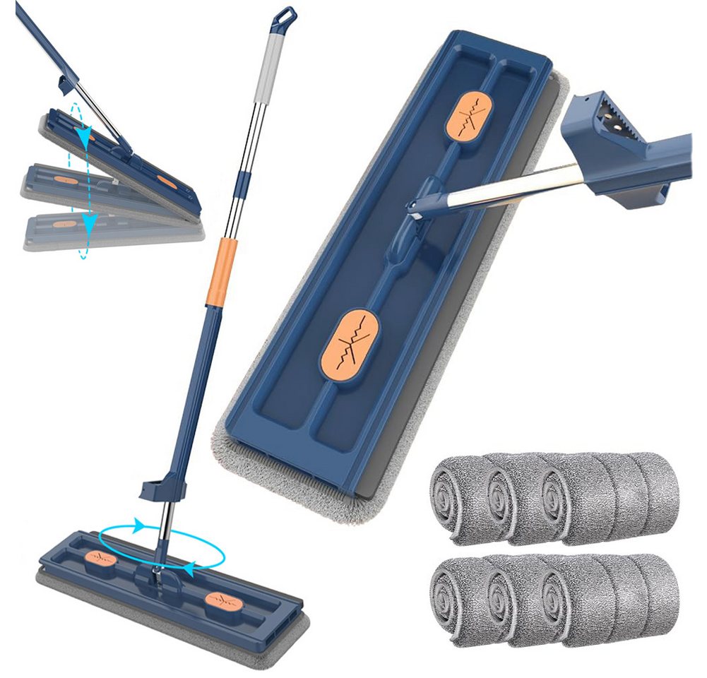 ZEUOPQ Wischmopp Bodenwischer-Set 360° drehbarer Flachmopp mit auswringfunktion, mit 6 Mikrofaser-Pads Flachwischmopp mit verstellbarem Edelstahlgriff ZEUOPQ Wischmopp Bodenwischer-Set 360° drehbarer Flachmopp mit auswringfunktion, mit 6 Mikrofaser-Pads Flachwischmopp mit verstellbarem Edelstahlgriff von ZEUOPQ