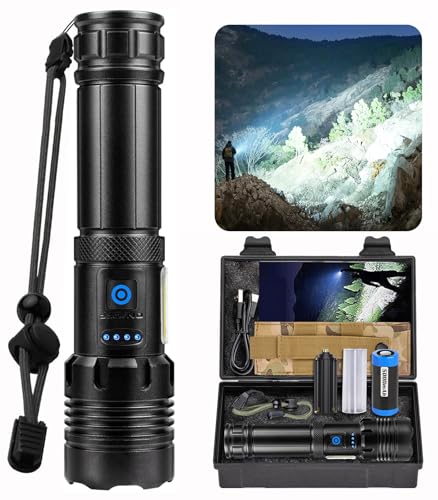 Taschenlampe LED Aufladbar 500000 Lumen, Extrem Hell Zoombares Taktische Taschenlampe Mit 7 Lichtmodi und Langer Betriebsdauer Wasserdichte Handlampe für Camping, Wandern, Angeln, Outdoor, Notfäll Taschenlampe LED Aufladbar 500000 Lumen, Extrem Hell Zoombares Taktische Taschenlampe Mit 7 Lichtmodi und Langer Betriebsdauer Wasserdichte Handlampe für Camping, Wandern, Angeln, Outdoor, Notfäll von ZEUSFIRE