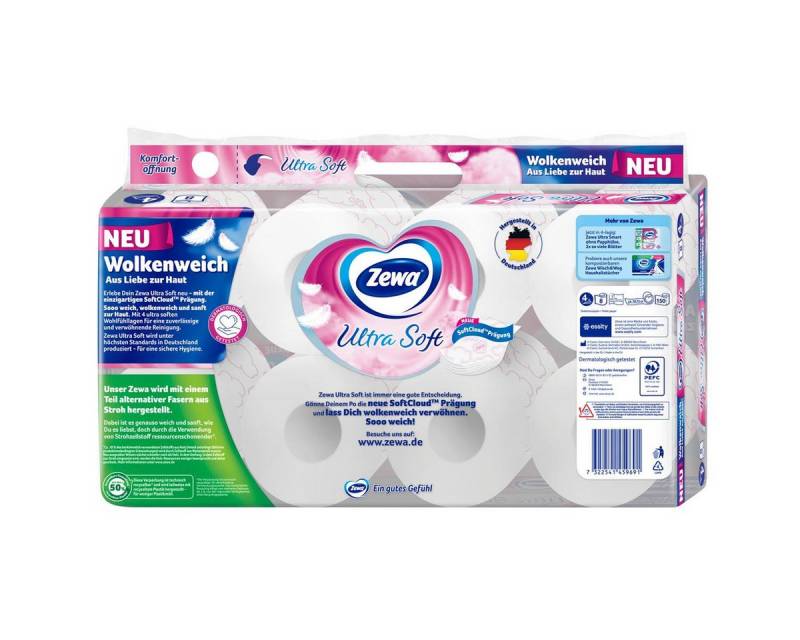 ZEWA Toilettenpapier Zewa 39105 Zewa Toilettenpapier Ultra Soft 4-lagig 8 Rollen von ZEWA