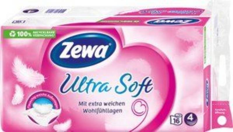 ZEWA Toilettenpapier Zewa Ultra Soft Toilettenpapier 4-lagig (16 Rollen x je 150 Blatt) (1-St) von ZEWA