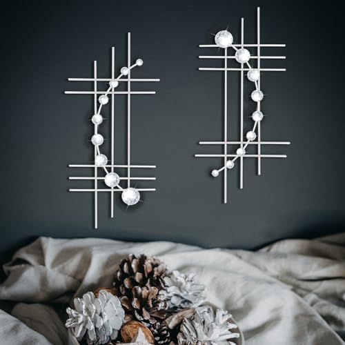 ZEXUIRU Bling-Metall-Wanddeko mit Schmuckkristallen, Wandaufhängung, Strass-Diamant, abstrakte Wandskulptur aus Eisen, Silber, 2er-Set von ZEXUIRU