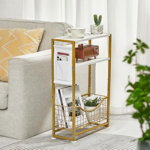ZEXVIDA Schmaler Beistelltisch, schmaler kleiner Beistelltisch mit Zeitschriftenhalter, 3 Etagen, kleiner Sofa-Beistelltisch für kleine Räume, Sofa-Couchtische, Nachttisch für Wohnzimmer, Schlafzimmer ZEXVIDA Schmaler Beistelltisch, schmaler kleiner Beistelltisch mit Zeitschriftenhalter, 3 Etagen, kleiner Sofa-Beistelltisch für kleine Räume, Sofa-Couchtische, Nachttisch für Wohnzimmer, Schlafzimmer von ZEXVIDA