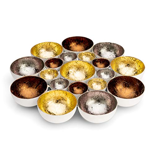 ZEYA Teelichthalter Gold Silber kupferfarben Ø 21 cm, Deko Wohnzimmer, perfekte Tisch Dekoration und Präsent zum Geburtstag, Metall von ZEYA