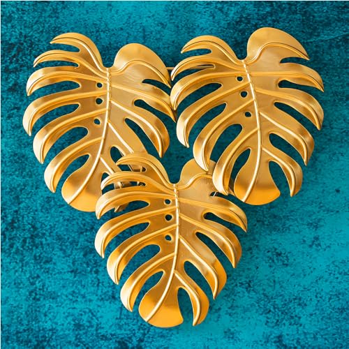 ZEYA Wanddeko Monstera Metall, Wanddeko gold, (H) 42 cm, Wanddekoration 3d Wohnzimmer, modernes Wandbild Blätter, elegante Metallwanddeko, Metal Wall Decoration von ZEYA