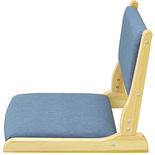 Klappbarer Tatami-stuhl mit Rückenlehne, Meditations-bodenstuhl Tragbarer Japanischer Beinloser Stuhl Holz Faules Sofa, Erkerfenster Balkon Wohnzimmerstuhl Bodensitz(52x43x45cm(20x17x18inch), Blue) von ZEYHOME