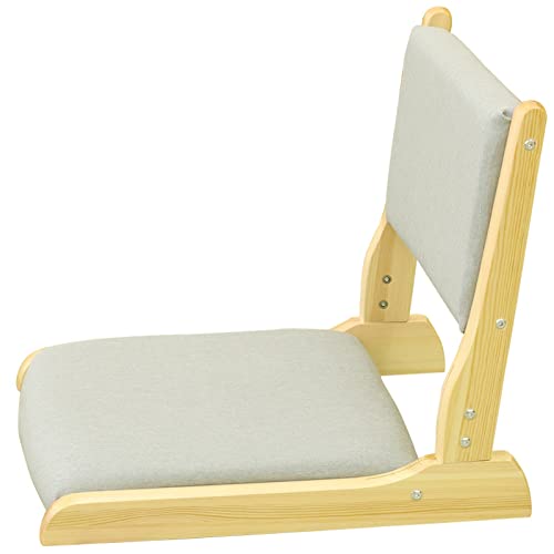Klappbarer Tatami-stuhl mit Rückenlehne, Meditations-bodenstuhl Tragbarer Japanischer Beinloser Stuhl Holz Faules Sofa, Erkerfenster Balkon Wohnzimmerstuhl Bodensitz(52x43x45cm(20x17x18inch), Grey) von ZEYHOME