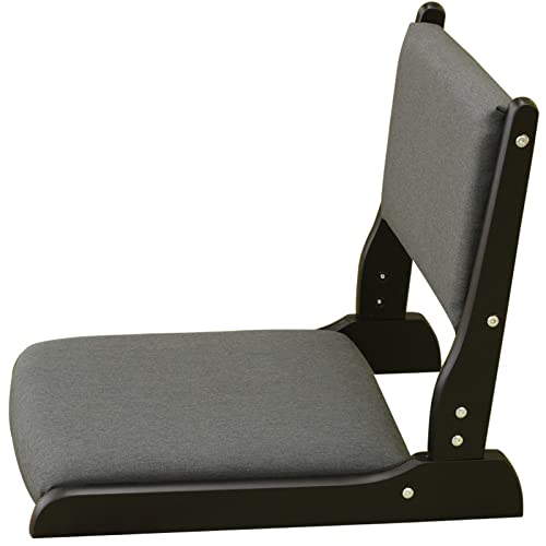 Klappbarer Tatami-stuhl mit Rückenlehne, Meditations-bodenstuhl Tragbarer Japanischer Beinloser Stuhl Holz Faules Sofa, Erkerfenster Balkon Wohnzimmerstuhl Bodensitz(52x43x45cm(20x17x18inch), Grey b) von ZEYHOME